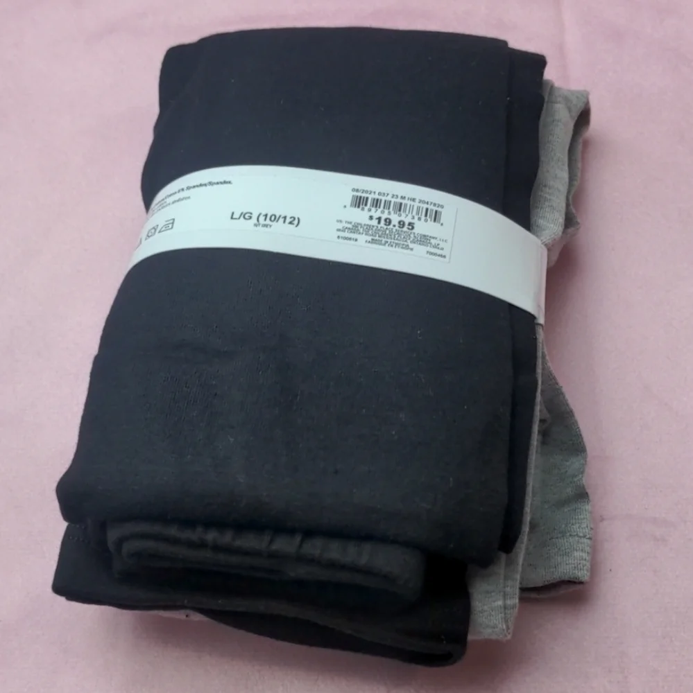The Children's Place Girls 2 Pack Full Length Leggings in Gray and Black Large